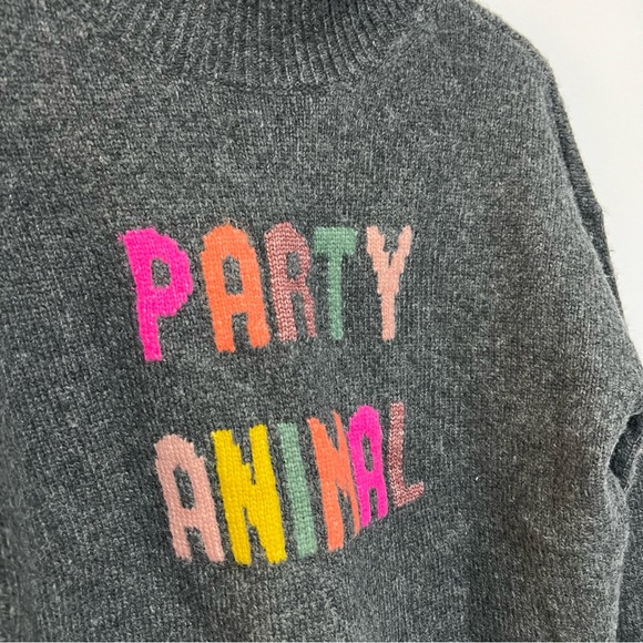 NWT Lou & Grey Party Animal Graphic Sweater Charcoal Gray Rainbow Pullover Small - Picture 6 of 10